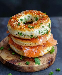 Belegte Low Carb Bagel mit Lachs – frisch gebacken