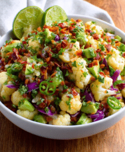 Blumenkohlsalat – Low Carb und roh mit Limetten-Dr essing