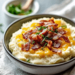 Cremiges Low Carb Blumenkohlpüree mit gebratenem Speck