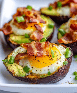 Gebackene Low Carb Bacon and Egg Avocado aus dem Ofen