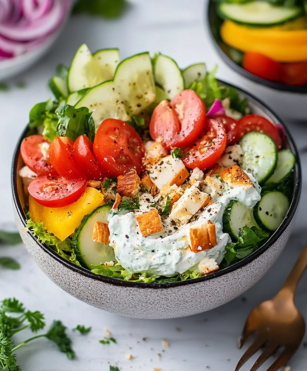 Herzhafter Low Carb Tzatziki Schichtsalat – Greek Style genießen!