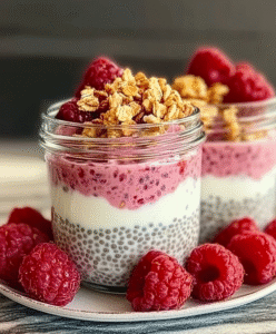 Him­beer-Chia-Jo­ghurt aus dem Glas