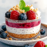 Keto Beeren-Joghurt-Layer mit Chia-Crunch