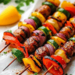 Keto Bratwurstspieße mit gegrilltem Gemüse