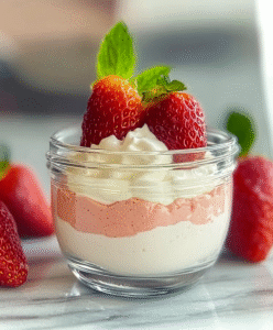 Keto Erdbeermousse mit Schlagsahne & Stevia