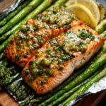 Keto Lachs mit Spargel und Dill-Sauce – im Ofen gebacken