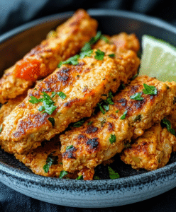 Keto Leberkäse-Ersatz aus Hähnchenhack mit Kokosraspeln