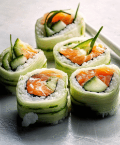 Keto-Sushi mit Gurke & Lachs