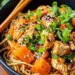 Köstliche Low Carb Asia Karotten Hähnchen Nudeln