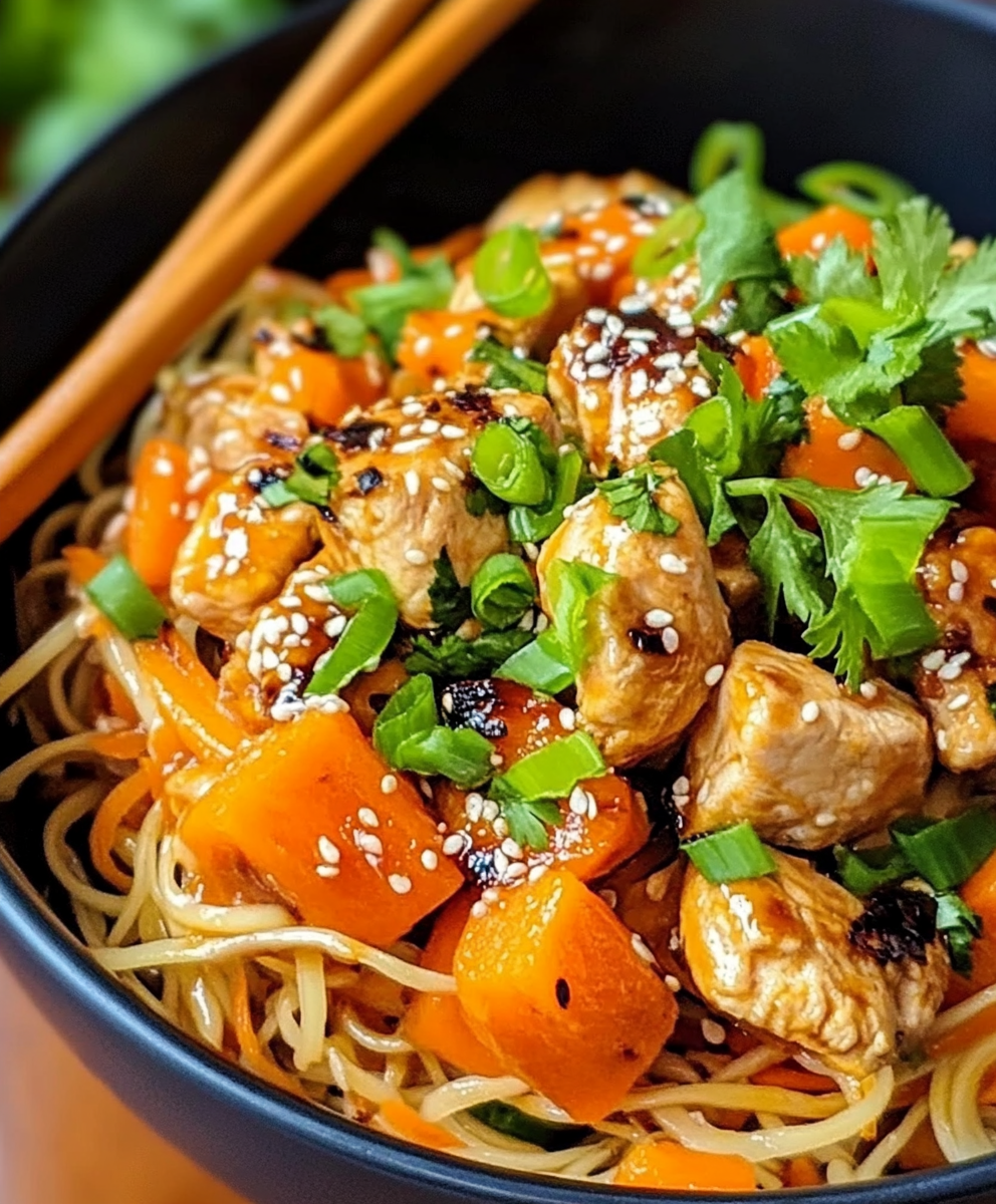 Köstliche Low Carb Asia Karotten Hähnchen Nudeln für jeden Tag!