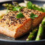 Lachs in Sesamkruste mit Spargel