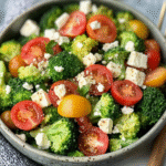 Low Carb Brokkoli-Salat mediterran zubereitet – mit Tomaten und Feta