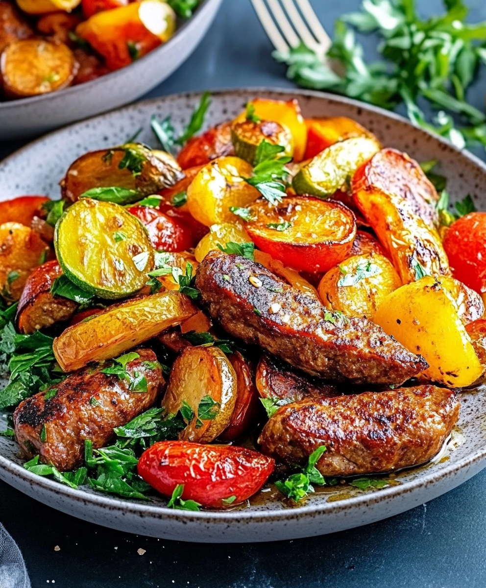 Low Carb Cevapcici-Ofengemüse-Blech für den Genuss!