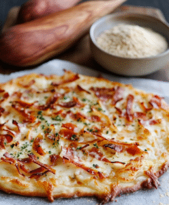 Low-Carb Flammkuchen mit Mandelmehl