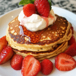 Low Carb Pancakes mit Vanillecreme und Erdbeer-Minz-Tatar