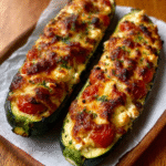 Low Carb Zucchiniboot mit Feta und Tomaten – gefüllt und frisch