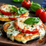 Mit Mozzarella überbackene Low Carb Auberginen Schnitzel