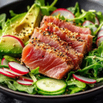 Saftiger Thunfisch auf knackigem Salat – Low Carb!