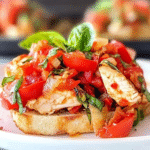 Schnell und einfach gemachte Low Carb Hähnchen-Bruschetta