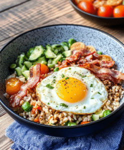 Schwedische Low Carb Pfanne mit Speck und Ei
