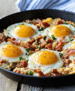 Schwedische Low Carb Pfanne mit Speck und Ei