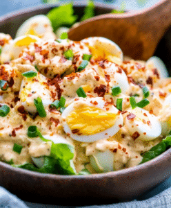 Super leckerer & Cremiger Low Carb Hähnchen Eier Salat