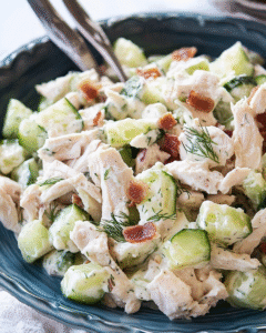 hähnchen-gurken-salat mit speck