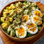 Avocado-Ei-Salat mit Hanfsamen und Kürbiskern-Dressing