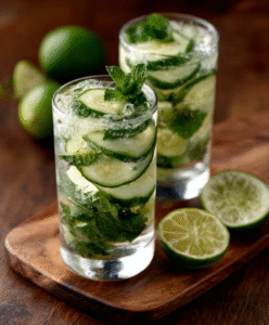 Gurken-Limonen-Sprudel mit Minze