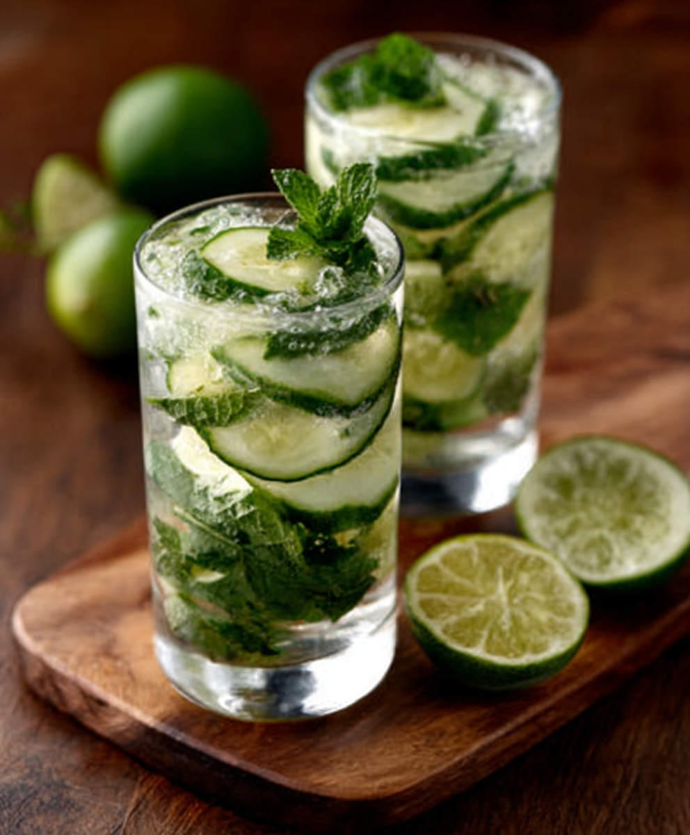 Gurken-Limonen-Sprudel mit Minze: Erfrischend und lecker!