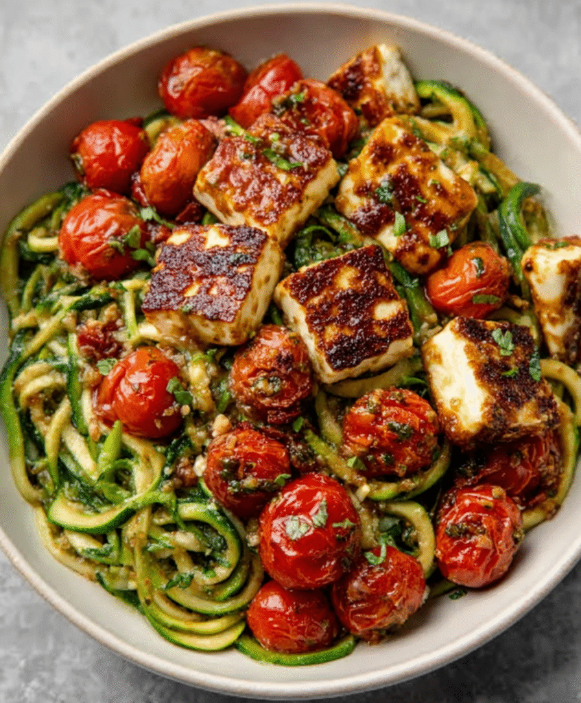 Halloumi-Zucchini-Nudelsalat: So gelingt das perfekte Rezept! 4 Current image: Halloumi-Zucchini-Nudelsalat