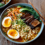 Kalte Keto-Ramen mit Miso-Tahini-Brühe
