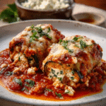 Keto-Auberginen-Lasagne-Rollen mit Ricotta-Füllung