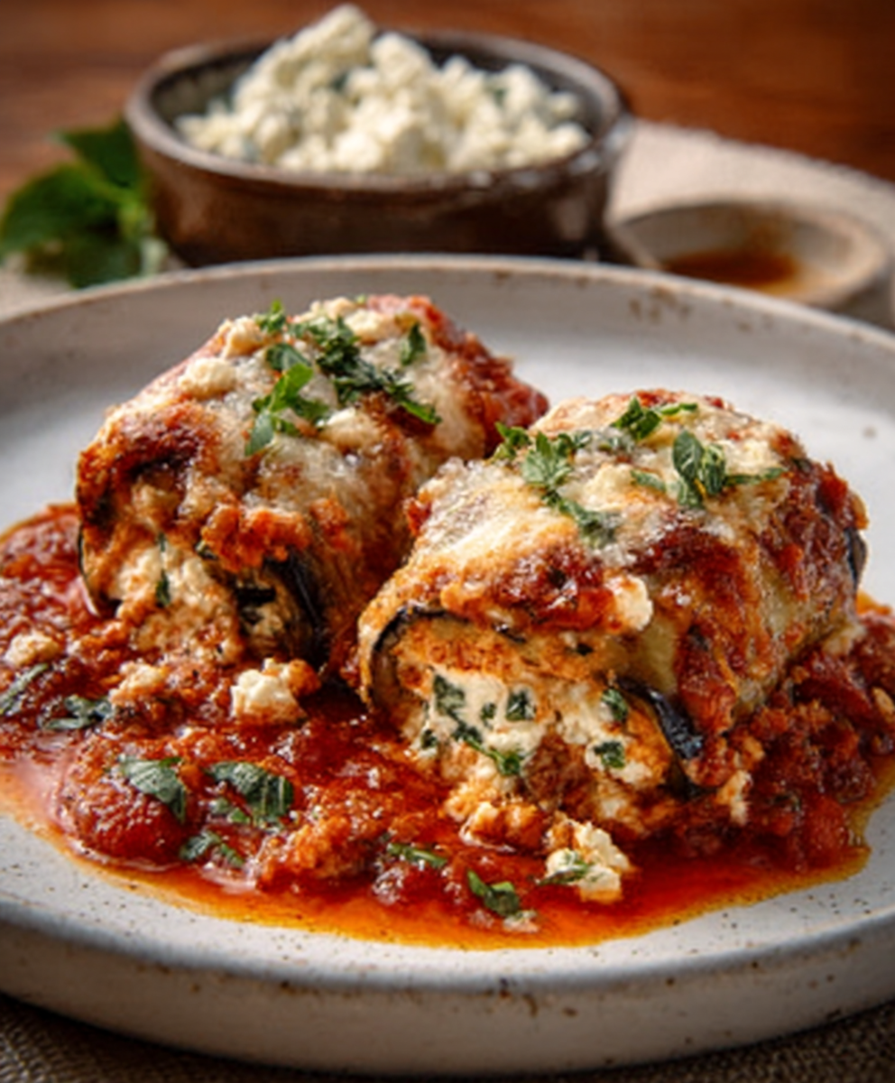 Keto-Auberginen-Lasagne-Rollen mit Ricotta-Füllung einfach selbst machen!