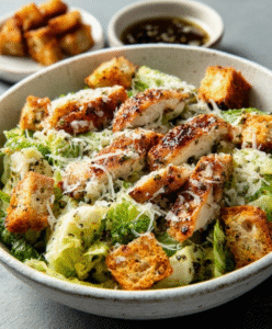 Keto-Caesar-Salat mit Parmesan-Chips und Anchovy-Dressing