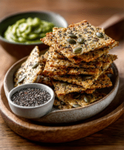 Keto-Chiasamen-Cracker mit Kürbiskernmehl