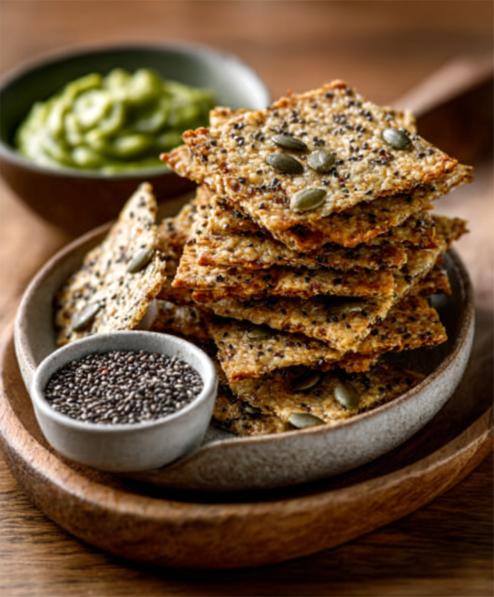 Keto-Chiasamen-Cracker mit Kürbiskernmehl: Knusprig lecker!