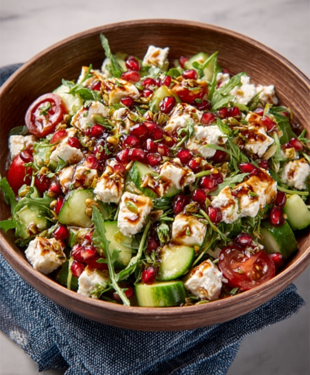 ketodiat 9 Keto-Granatapfel-Feta-Salat mit Gurke: Einfach und lecker!