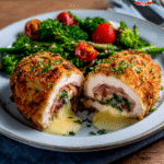 Keto-Hähnchen-Cordon-Bleu mit Mandelpanade