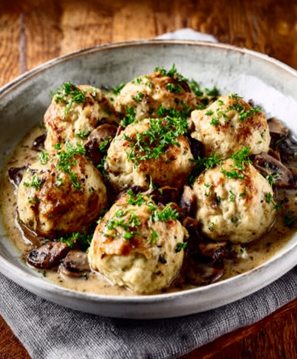 Keto-Käseknödel mit Pilzragout und Trüffelöl: Ein kulinarisches Highlight!