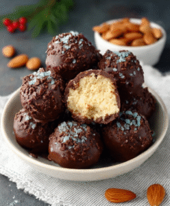 Keto-Marzipan-Kugeln mit dunkler Schokolade