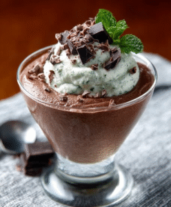 Keto-Minz-Schokoladen-Mousse mit Kakao-Nibs