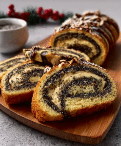 Keto Mohn-Marzipan-Biskuitrolle