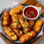 Keto-Mozzarella-Sticks in Mandelpanade