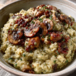 Keto-Pilz-Risotto mit Hanfsamen statt Reis