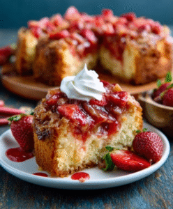 Keto-Sauerrahm-Kuchen mit Rhabarber