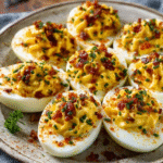 Keto-Senf-Eier mit Speckwürfeln