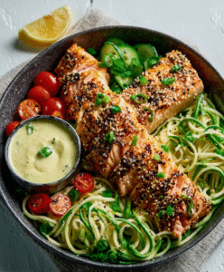 Keto-Sesam-Lachs mit Wasabi-Mayo