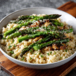 Keto Spargelrisotto mit Hanfherzen