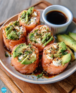 Keto Sushi mit Lachs und Avocado